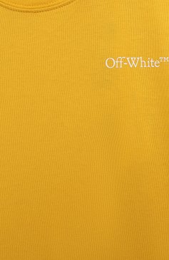 Детская хлопковая футболка OFF-WHITE желтого цвета, арт. 0BAA002F23JER001 | Фото 3 (Рукава: Короткие; Материал сплава: Проставлено; Материал внешний: Хлопок; Мальчики Кросс-КТ: Футболка-одежда; Драгоценные камни: Проставлено)