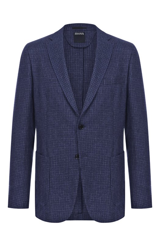 Пиджак из шерсти и льна Zegna 1D7SG0/R950723A9 Синий 1D7SG0/R950723A9