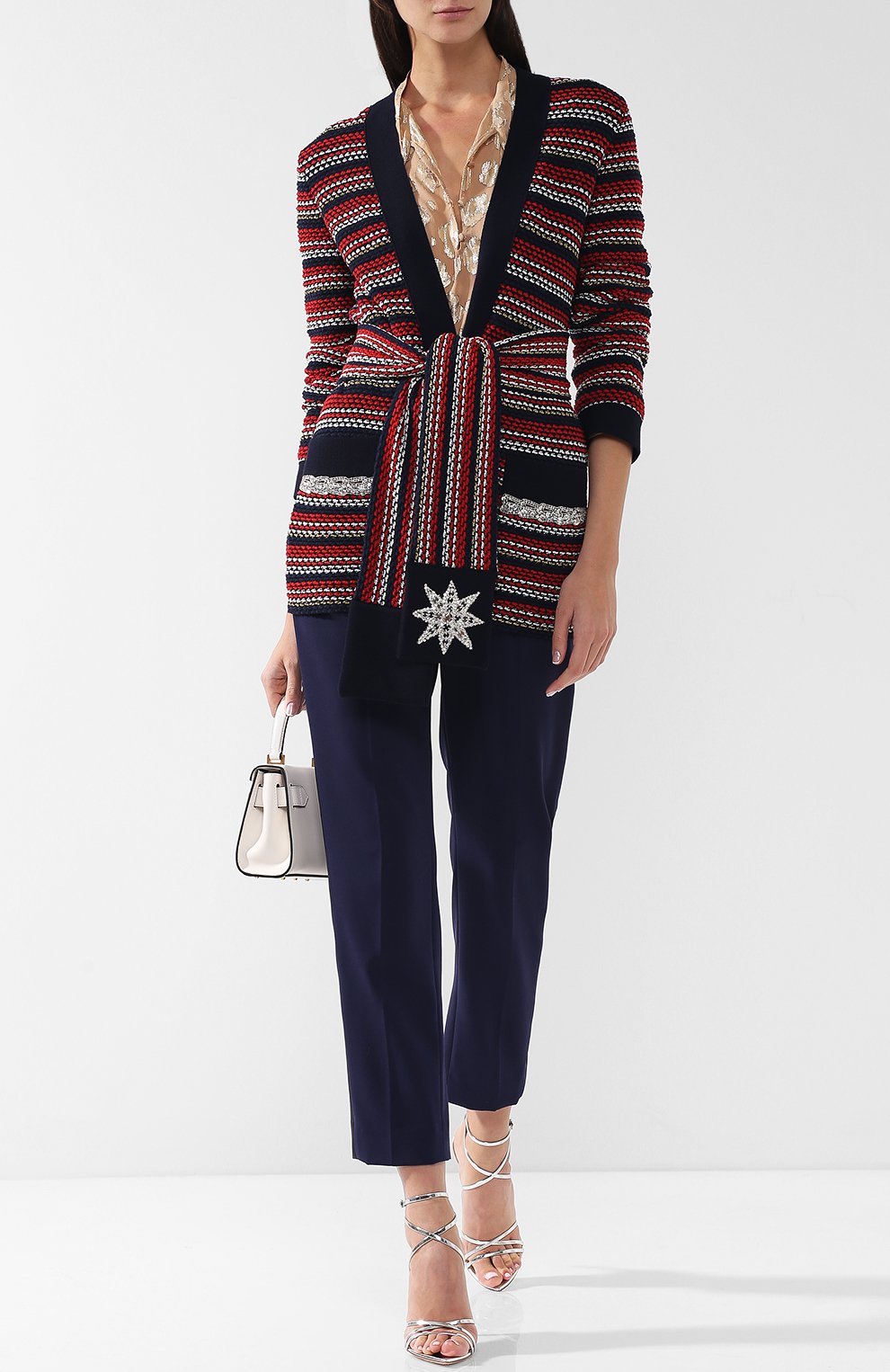 Кардиган из смеси шерсти и хлопка с поясом GUCCI, арт. 519842/X9T03, фото 2