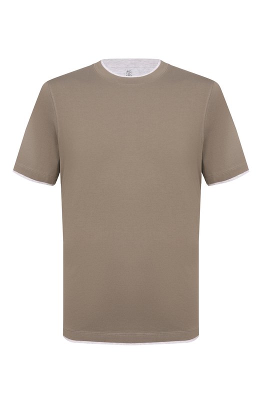 Хлопковая футболка Brunello Cucinelli M0B137427W Хаки M0B137427W