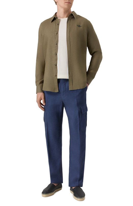 Льняная рубашка Aeronautica Militare CA1239CT3089 Хаки  CA1239CT3089 Фото 2