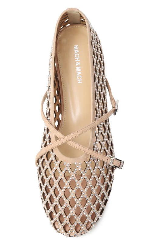 Замшевые балетки Sparkle Mesh Mach & Mach PF25-S1037-10-SUE-NUD Бежевый  PF25-S1037-10-SUE-NUD Фото 6