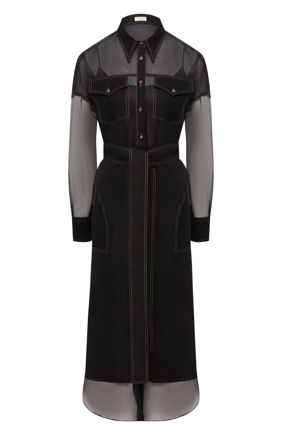 Шелковое платье BRUNELLO CUCINELLI черного цвета по цене 399500 руб., арт. MF940ANV41, фото 1 Шелковое платье BRUNELLO CUCINELLI, арт. MF940ANV41, фото 1