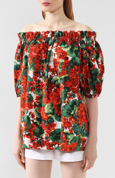 Хлопковый топ DOLCE & GABBANA красного цвета по цене 67950 руб., арт. F71J7T/HS5CL, фото 3 Хлопковый топ DOLCE & GABBANA, арт. F71J7T/HS5CL, фото 3