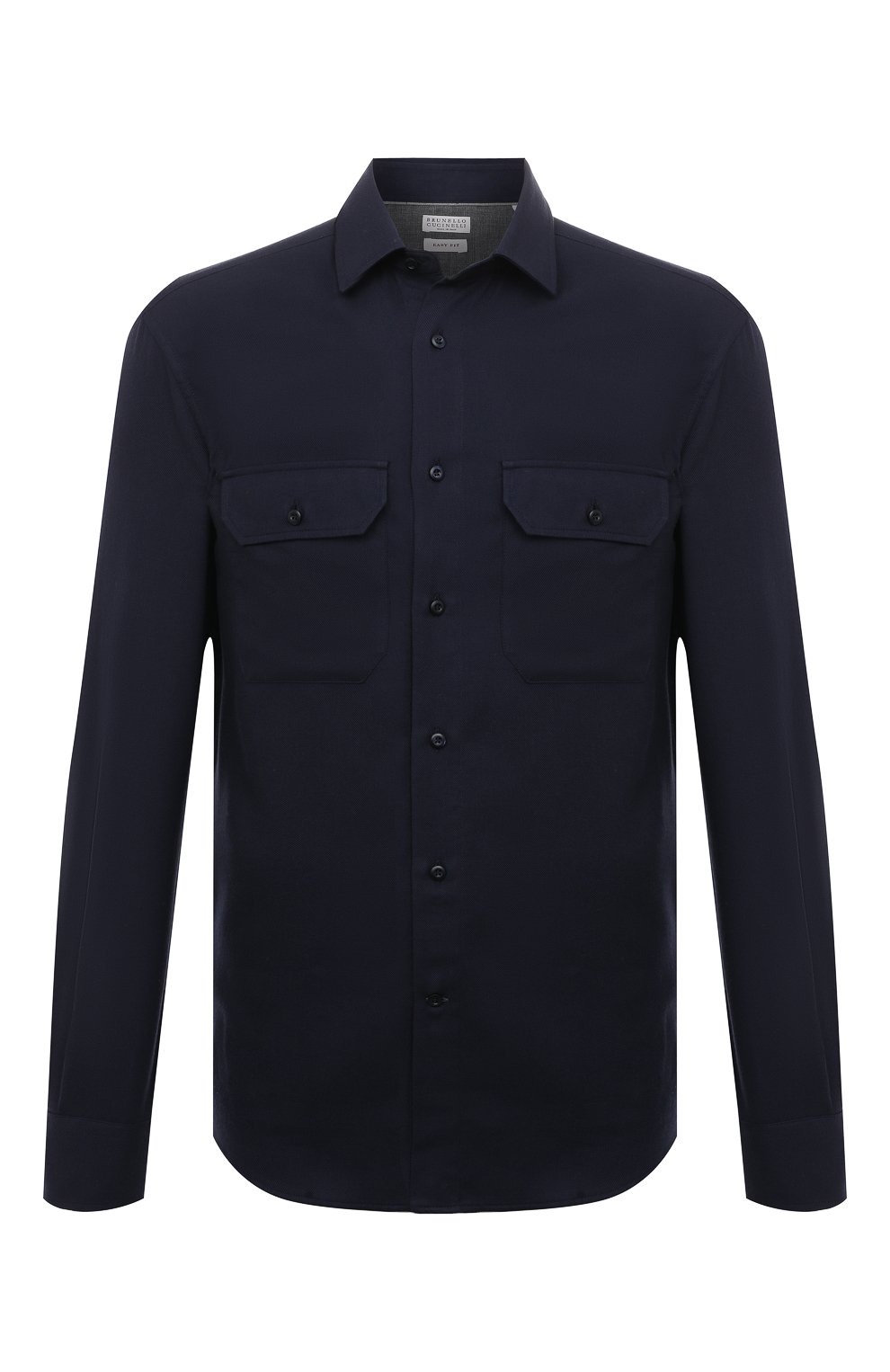 Рубашка из хлопка и кашемира BRUNELLO CUCINELLI темно-синего цвета по цене 74600 руб., арт. MY6120626, фото 1 Рубашка из хлопка и кашемира BRUNELLO CUCINELLI, арт. MY6120626, фото 1