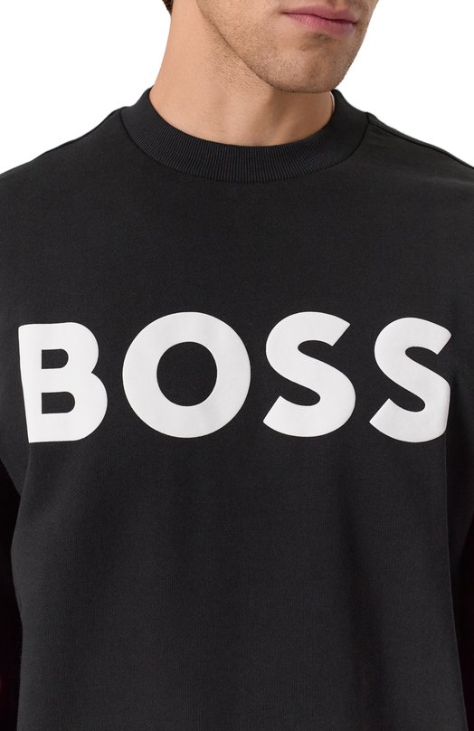 Хлопковый свитшот BOSS Orange 50487133 Чёрный  50487133 Фото 5