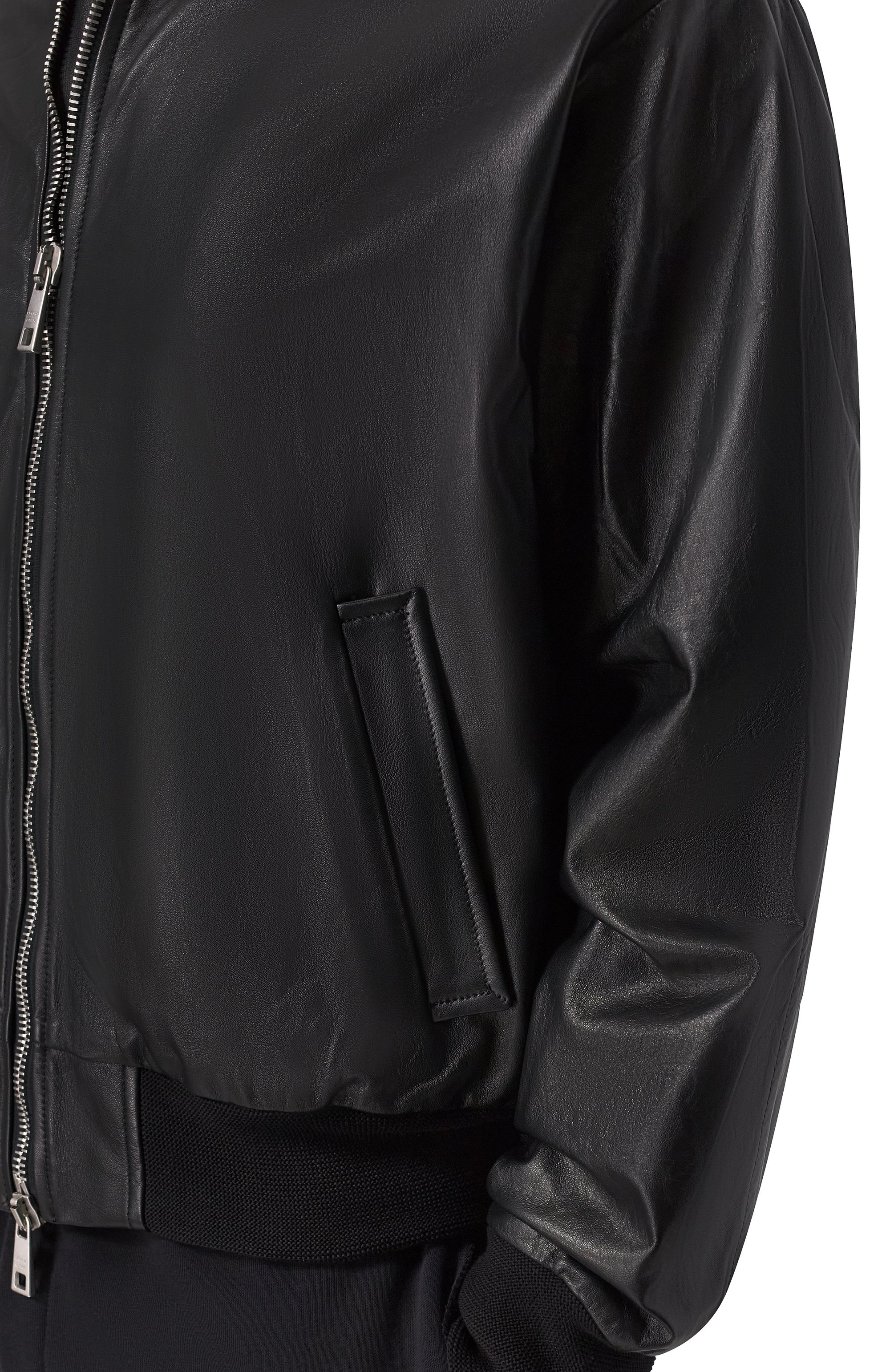 Кожаный бомбер GIORGIO BRATO черного цвета по цене 198000 руб., арт. GU26S26016NTTM, фото 5 Кожаный бомбер GIORGIO BRATO, арт. GU26S26016NTTM, фото 5