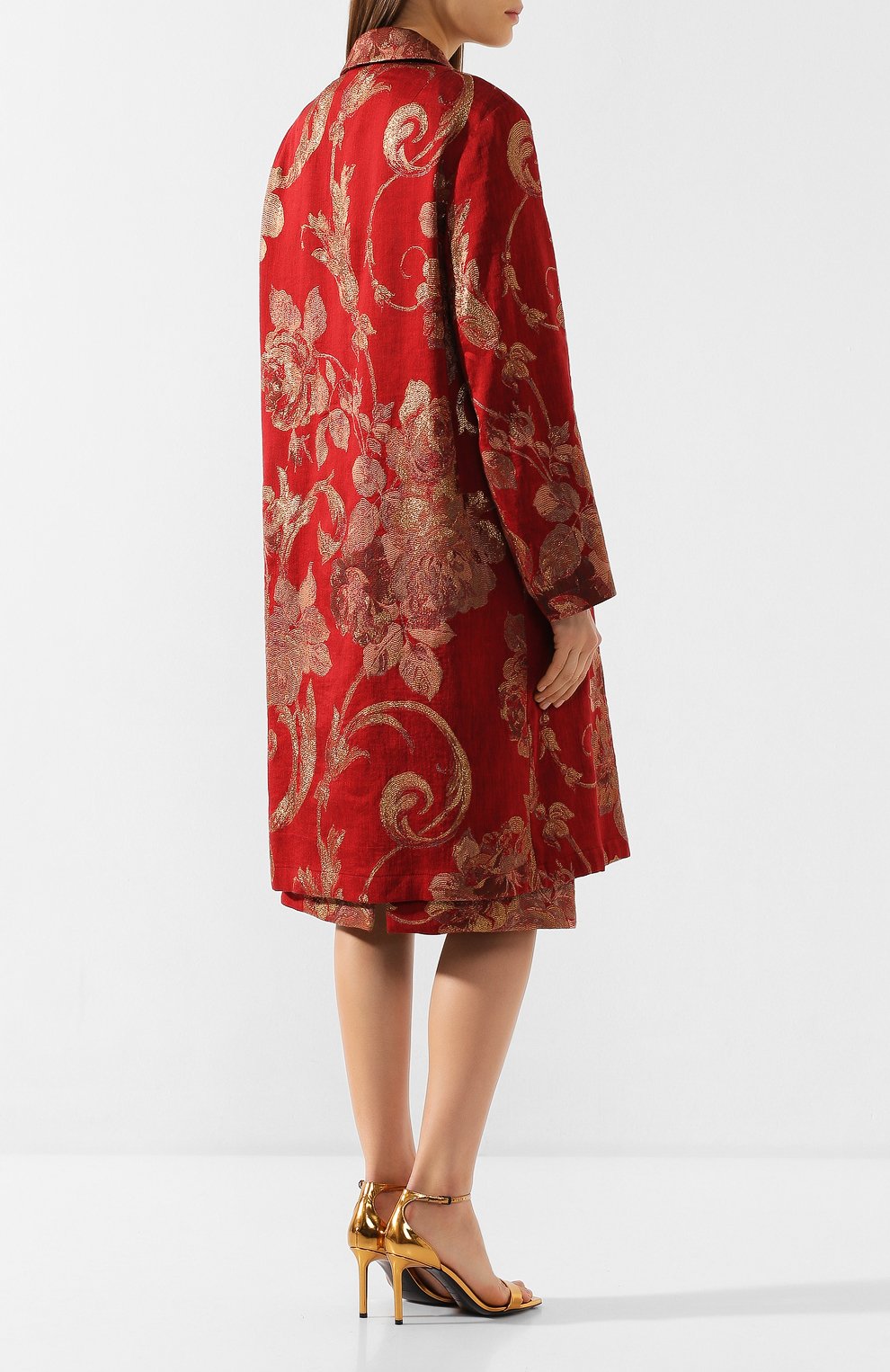 Пальто из смеси хлопка и льна DRIES VAN NOTEN красного цвета по цене 133000 руб., арт. 201-10279-9362, фото 4 Пальто из смеси хлопка и льна DRIES VAN NOTEN, арт. 201-10279-9362, фото 4