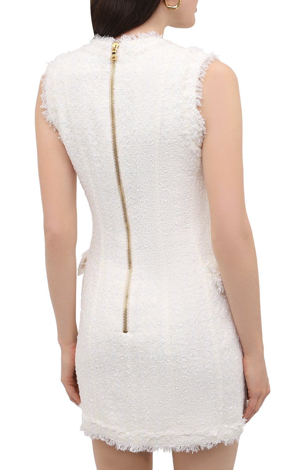 Платье BALMAIN белого цвета по цене 226500 руб., арт. VF0R5010/X479, фото 4 Платье BALMAIN, арт. VF0R5010/X479, фото 4