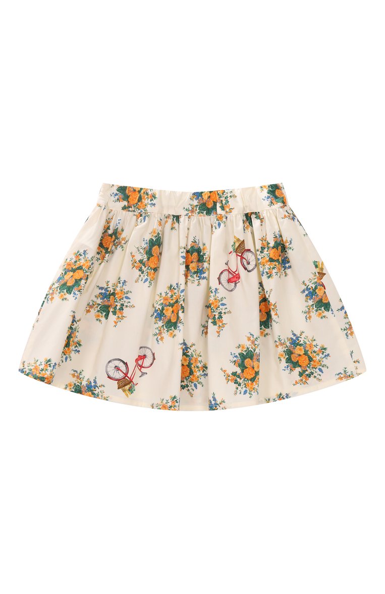 Детская хлопковая юбка MOSCHINO кремового цвета, арт. HDJ03T/LLB56/4-8 | Фото 2 (Нос: Не пр�оставлено; Материал внешний: Хлопок; Случай: Повседневный; Автоматизация состава: Проставлено; Ростовка одежда: 4 года | 104 см, 8 лет | 128 см, 5 лет | 110 см, 6 лет | 116 см)