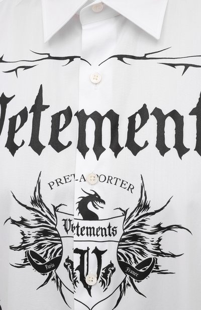 Хлопковая рубашка VETEMENTS белого цвета по цене 69300 руб., арт. UA52SH500W 1005/W, фото 5 Хлопковая рубашка VETEMENTS, арт. UA52SH500W 1005/W, фото 5
