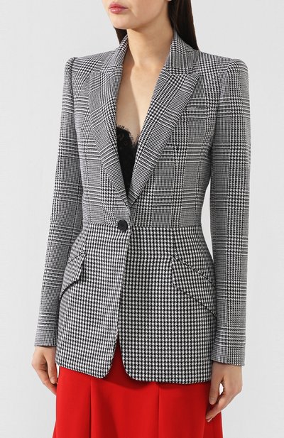 Шерстяной жакет ALEXANDER MCQUEEN черно-белого цвета по цене 287500 руб., арт. 586009/QJAAH, фото 3 Шерстяной жакет ALEXANDER MCQUEEN, арт. 586009/QJAAH, фото 3