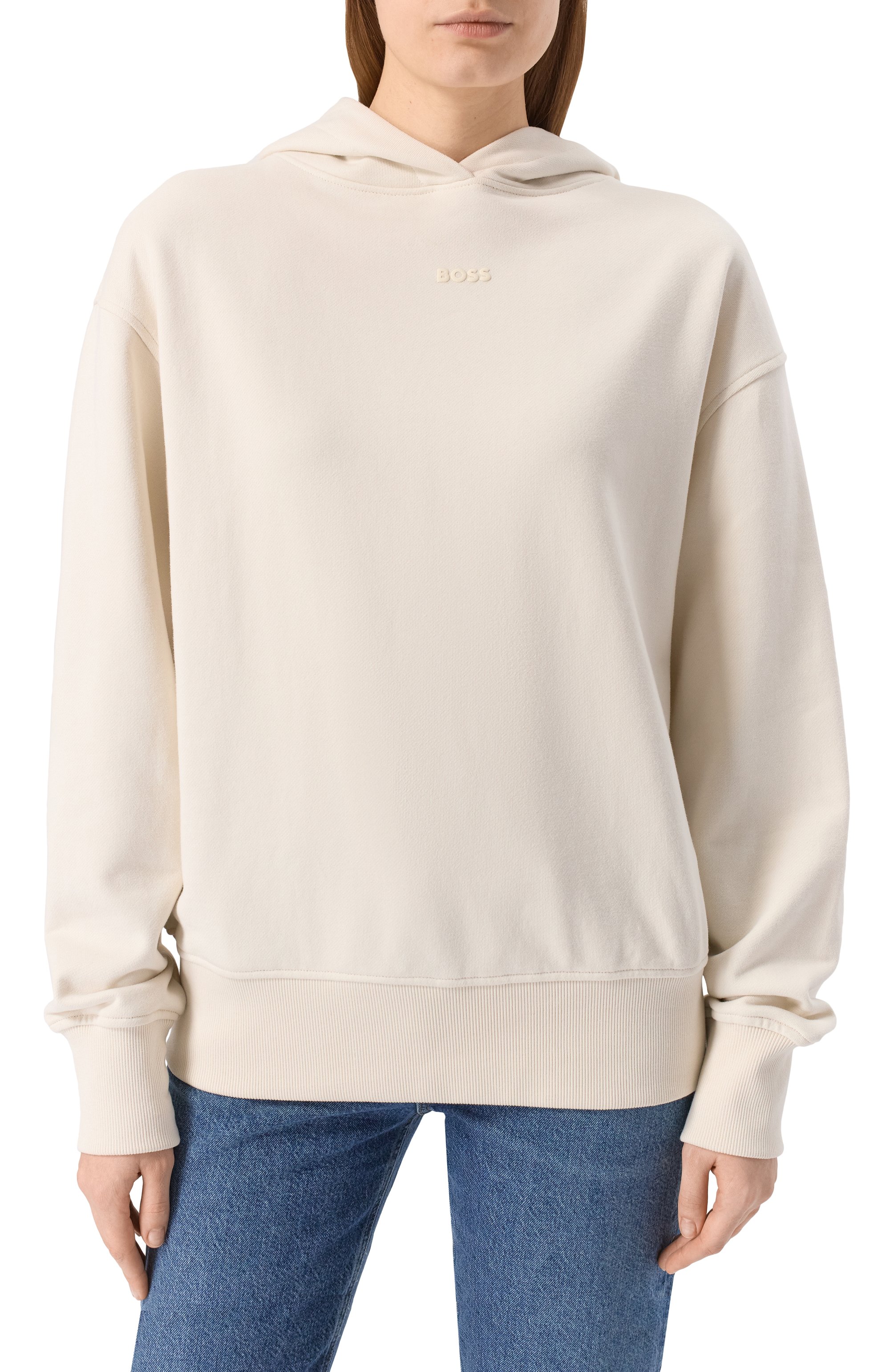 Хлопковое худи BOSS ORANGE кремового цвета по цене 17950 руб., арт. 50534815, фото 3 Хлопковое худи BOSS ORANGE, арт. 50534815, фото 3