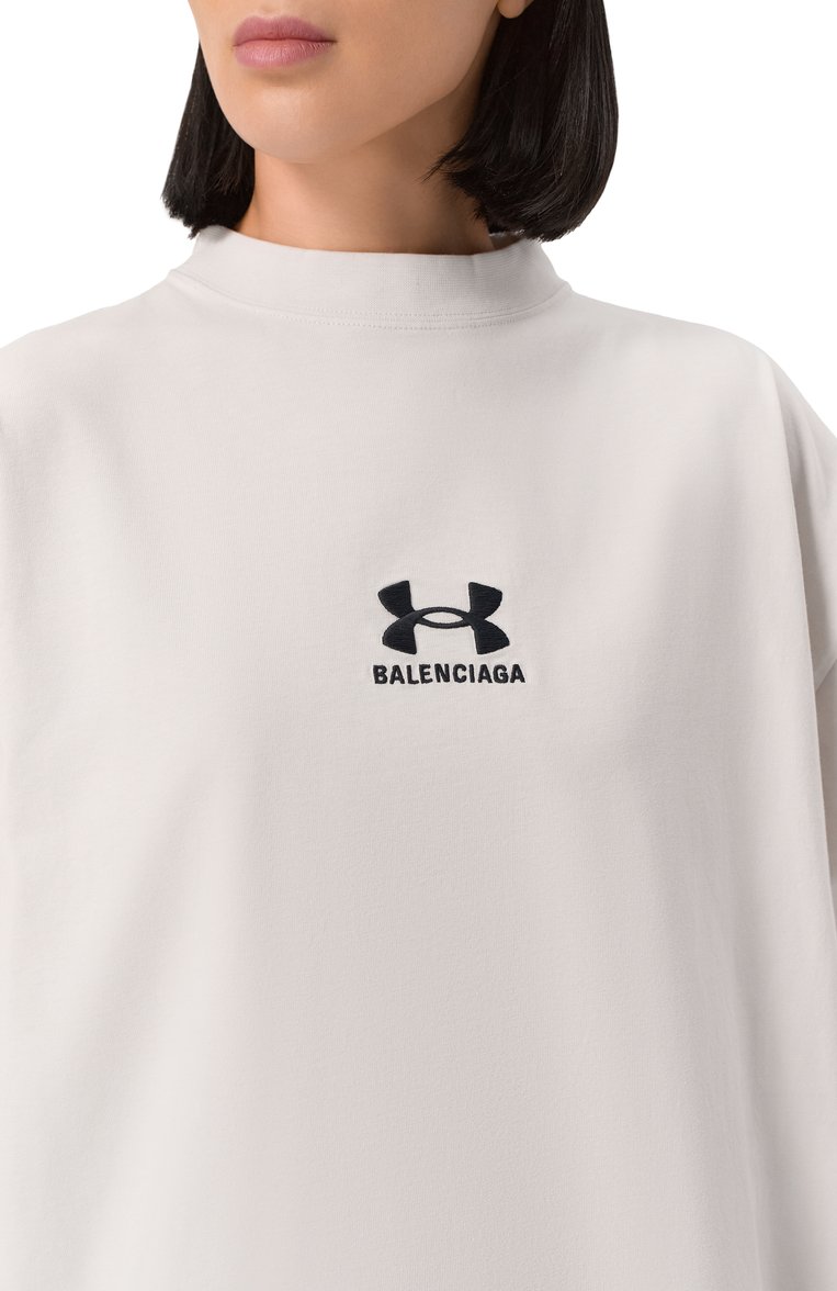 Мужского хлопковая футболка balenciaga х under armour BALENCIAGA кремового цвета, арт. 787349/TRVB7 | Фото 9 (Региональные ограничения белый список (Axapta Mercury): Не проставлено; Нос: Не проставлено; Материал внешний: Хлопок; Принт: Без принта; Стили: Гранж; Мужское Кросс-КТ: Футболка-одежда)