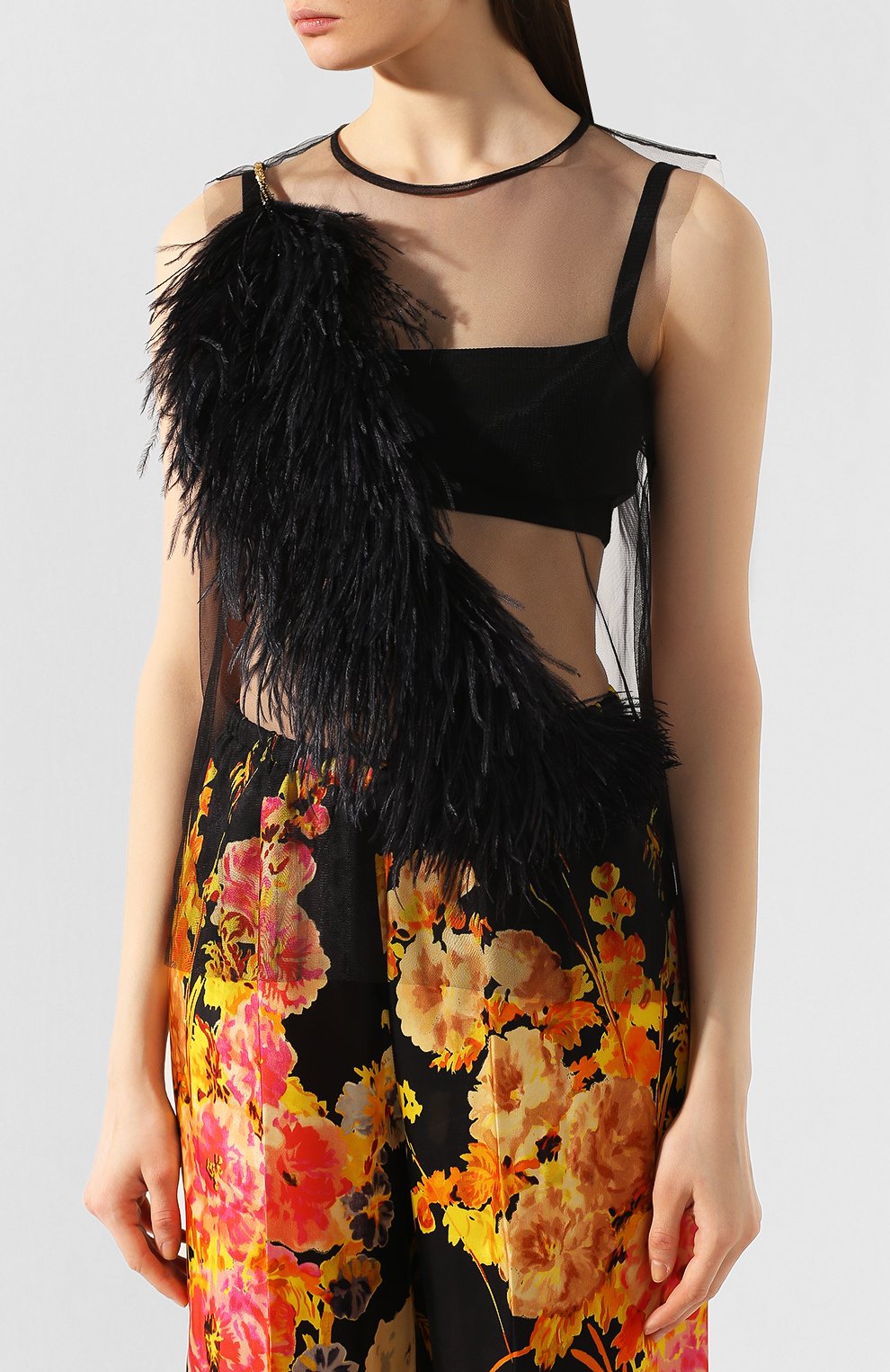 Топ с отделкой перьями DRIES VAN NOTEN, арт. 201-18632-9305, фото 3