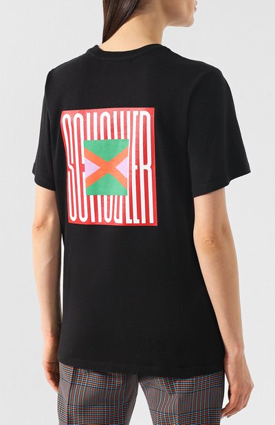 Хлопковая футболка PROENZA SCHOULER черного цвета по цене 14400 руб., арт. WL1914098-JCP110, фото 4 Хлопковая футболка PROENZA SCHOULER, арт. WL1914098-JCP110, фото 4