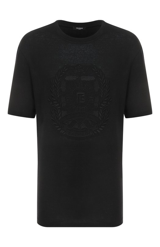 Льняная футболка Balmain FH1EG000/BD09 Чёрный FH1EG000/BD09