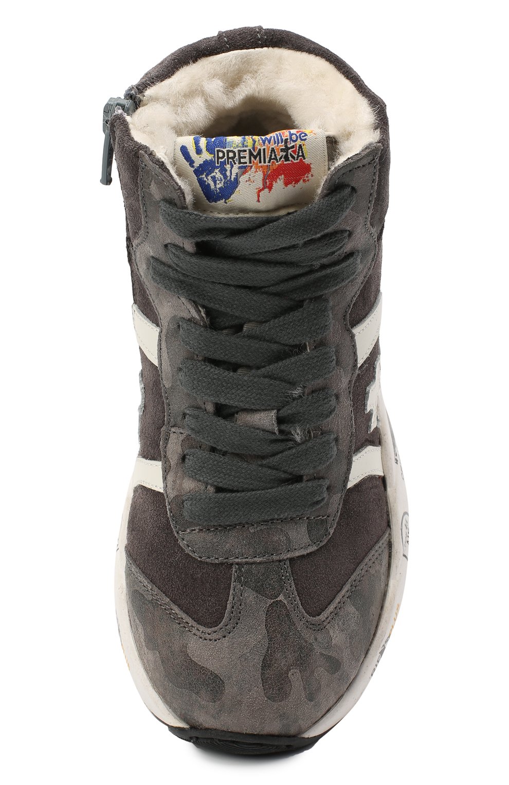 Высокие кроссовки из кожи PREMIATA WILL BE серого цвета по цене 27900 руб., арт. ARTHUR-M/11-181493-M/CHILD, фото 4 Высокие кроссовки из кожи PREMIATA WILL BE, арт. ARTHUR-M/11-181493-M/CHILD, фото 4