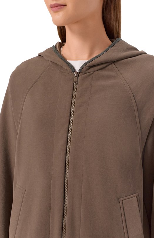 Хлопковая толстовка Brunello Cucinelli MN05NS0406 Коричневый  MN05NS0406 Фото 5