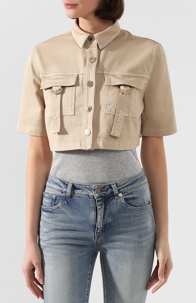 Укороченная рубашка BALMAIN бежевого цвета по цене 118500 руб., арт. TF12350/C195, фото 3 Укороченная рубашка BALMAIN, арт. TF12350/C195, фото 3