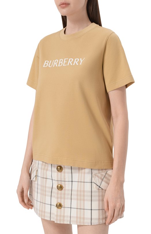 Хлопковая футболка Burberry 8118975 Бежевый  8118975 Фото 3