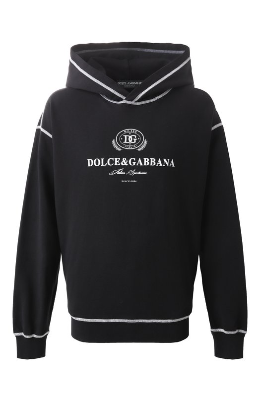 Хлопковое худи Dolce & Gabbana G9BDXZ/G7N0N Чёрный G9BDXZ/G7N0N