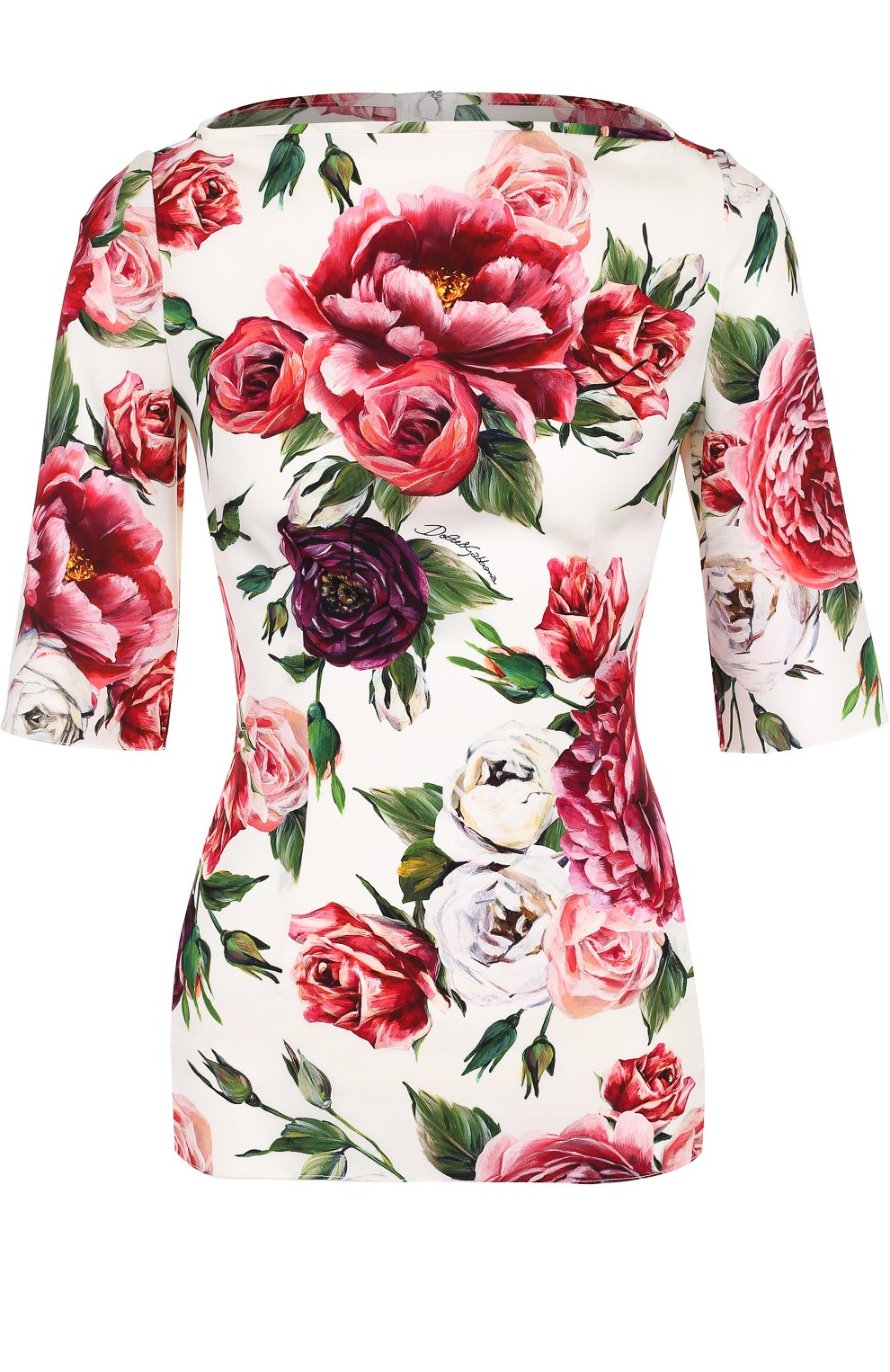 Приталенный шелковый топ с принтом DOLCE & GABBANA, арт. F7X53T/GDJ21, фото 1