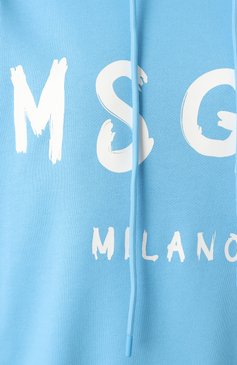 Женский хлопковое худи MSGM голубого цвета, арт. 3841MDM515/257000 | Фото 6 (Материал сплава: Проставлено; Длина (для топов): Стандартные; Драгоценные камни: Проставлено; Рукава: Длинные; Женское Кросс-КТ: Худи-одежда; Стили: Спорт-шик; Материал внешний: Хлопок)