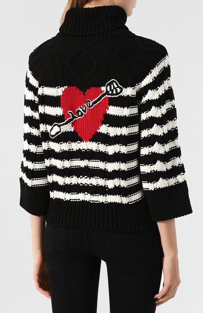 Хлопковый пуловер REDVALENTINO черно-белого цвета по цене 49950 руб., арт. SR3KCB31/4E6, фото 4 Хлопковый пуловер REDVALENTINO, арт. SR3KCB31/4E6, фото 4
