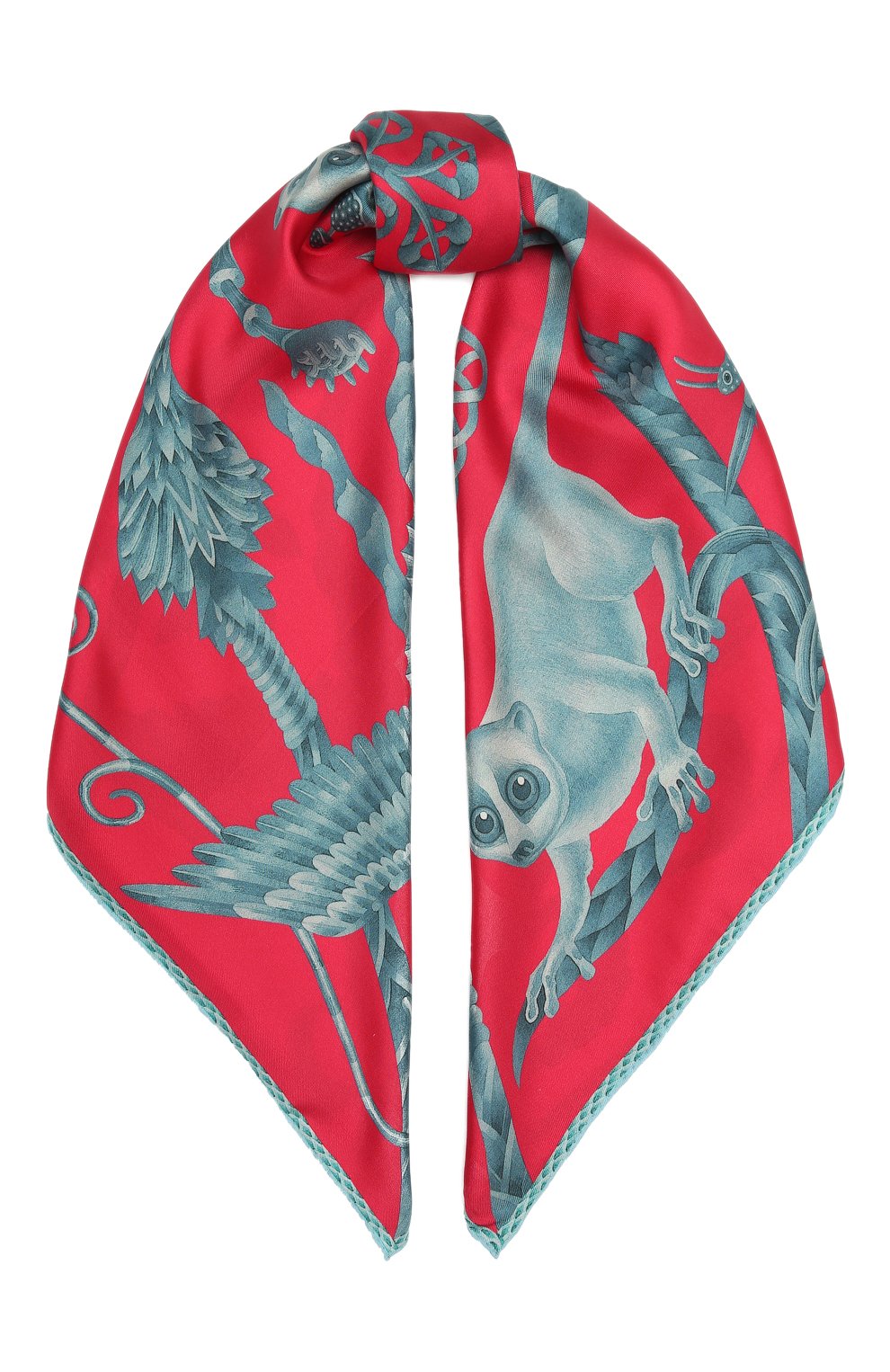 Шелковый платок lemur in red KIRILL OVCHINNIKOV красного цвета по цене 23100 руб., арт. 90\Lr, фото 1 Шелковый платок lemur in red KIRILL OVCHINNIKOV, арт. 90\Lr, фото 1