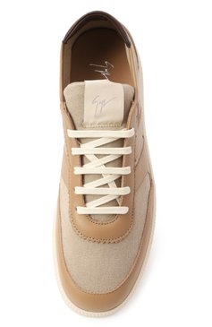 Мужские комбинированные кеды gz league GIUSEPPE ZANOTTI DESIGN бежевого цвета, арт. RM50006 | Фото 6 (Подошва: Массивная; Материал внешний: Текстиль, Натуральная кожа; Материал внутренний: Натуральная кожа; Стили: Классический; Кросс-КТ: Низкие; Материал утеплителя: Без утеплителя)