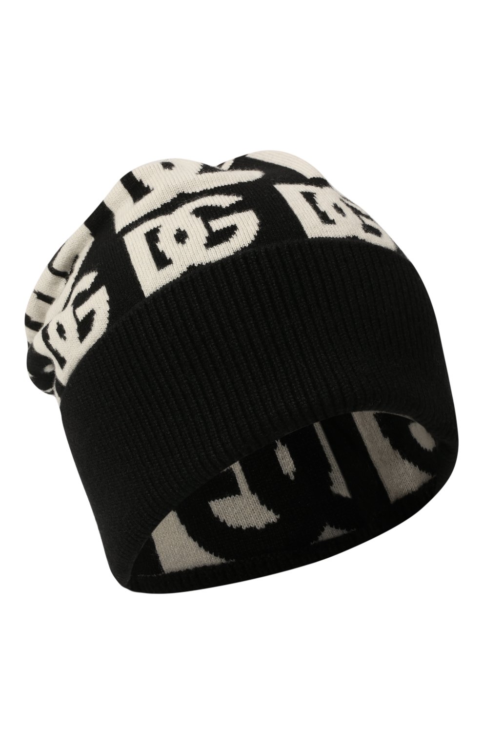 Кашемировая шапка DOLCE & GABBANA черно-белого цвета по цене 53950 руб., арт. GXK46T/JAWQ8, фото 1 Кашемировая шапка DOLCE & GABBANA, арт. GXK46T/JAWQ8, фото 1