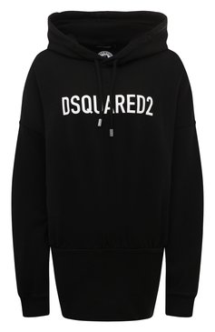 Женское хлопковое платье DSQUARED2 черного цвета, арт. S75CV0617/S25538 | Фото 1 (Рукава: Длинные; Длина Ж (юбки, платья, шорты): Мини; Случай: Повседневный; Материал сплава: Проставлено; Материал внешний: Хлопок; Стили: Спорт-шик; Женское Кросс-КТ: Худи-одежда, Платье-одежда; Драгоценные камни: Проставлено)