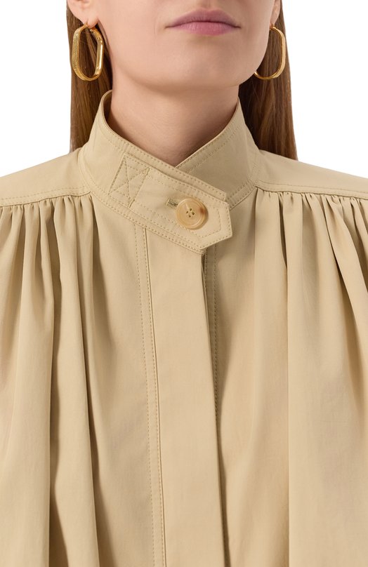 Хлопковая куртка Chloé CH25UVE21118 Бежевый  CH25UVE21118 Фото 5