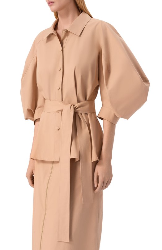 Хлопковая блузка Elie Saab T0270/P0023 Бежевый  T0270/P0023 Фото 3