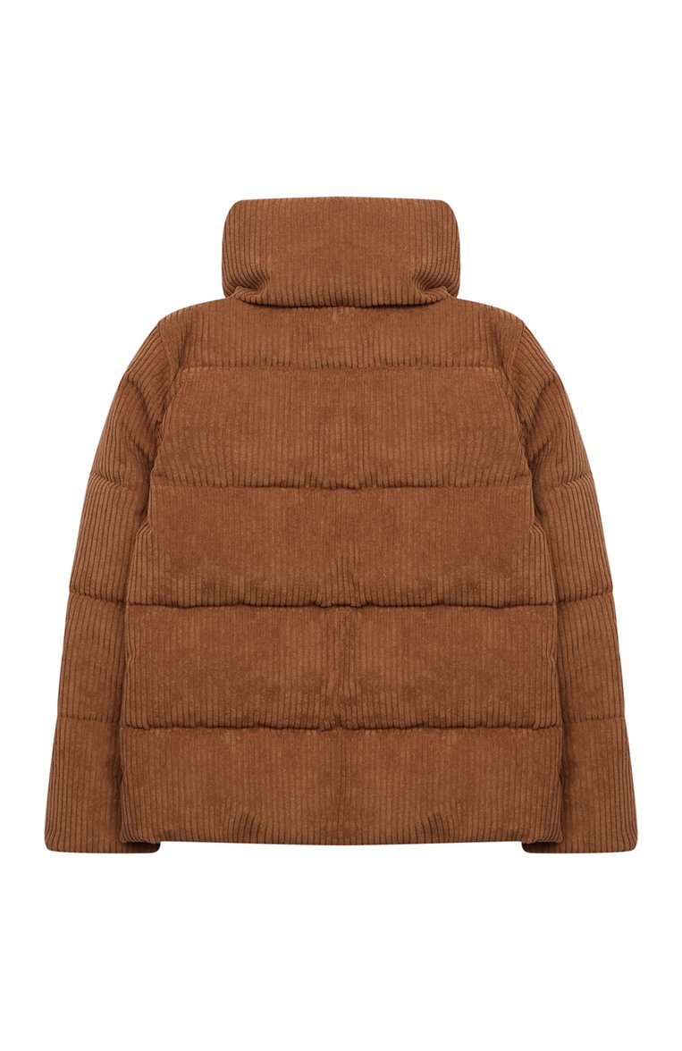 Детская утепленная куртка из вельвета SAVE THE DUCK коричневого цвета, арт. J31460G/C0RALINE/VELY19/4-8 | Фото 2 (Рукава: Длинные; Материал сплава: Проставлено; Материал внешний: Синтетический материал; Драгоценные камни: Проставлено; Материал подклада: Синтетический материал; Кросс-КТ: Утепленные, Демисезон; Ростовка одежда: 6 лет | 116 см, 8 лет | 128 см)