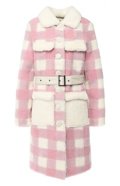 Женская меховое пальто с поясом SAKS POTTS, арт. 17813 TSUM EXCLUSIVE LUNIS WHITE/PINK C0AT
