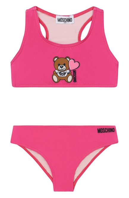 Детского раздельный купальник MOSCHINO фуксия цвета, арт. HAL00P/LKA00/10-14 | Фото 1 (Материал внешний: Синтетический материал; Материал сплава: Проставлено; Нос: Не проставлено)