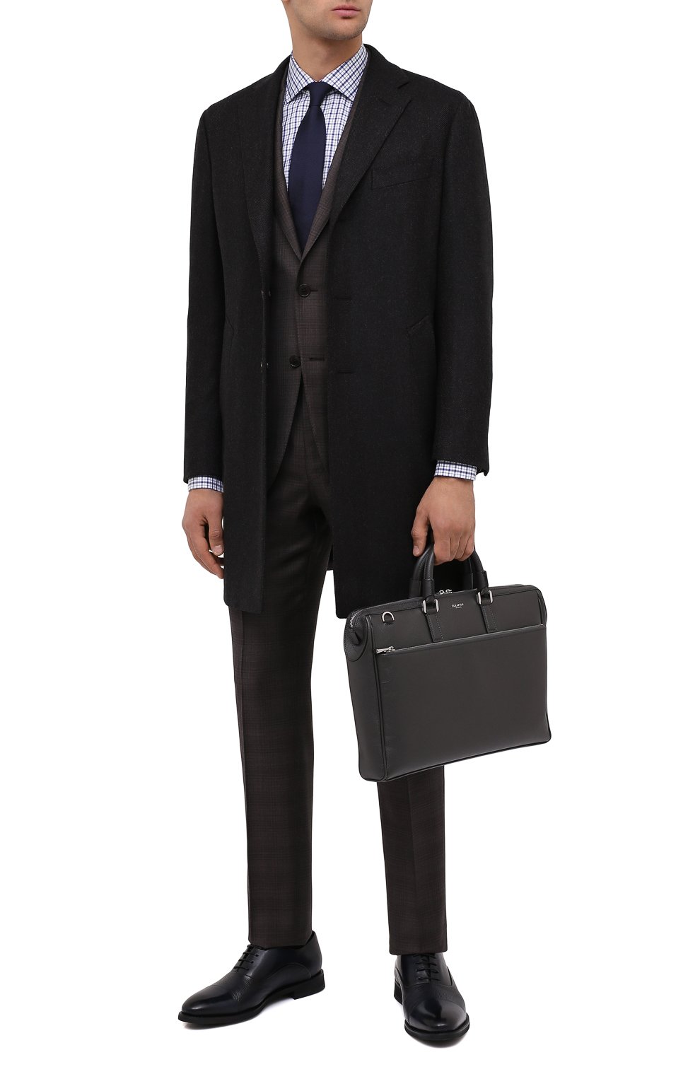 Кожаная сумка для ноутбука SERAPIAN серого цвета по цене 134000 руб., арт. SEV0LMLL6198M38B, фото 2 Кожаная сумка для ноутбука SERAPIAN, арт. SEV0LMLL6198M38B, фото 2