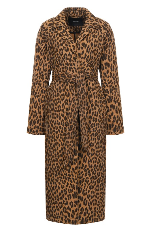 Хлопковое пальто Zadig and Voltaire WWC001714 Леопардовый WWC001714