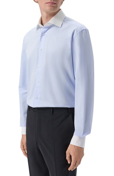 Хлопковая сорочка CORNELIANI голубого цвета по цене 33250 руб., арт. 28P110/2A11631, фото 3 Хлопковая сорочка CORNELIANI, арт. 28P110/2A11631, фото 3