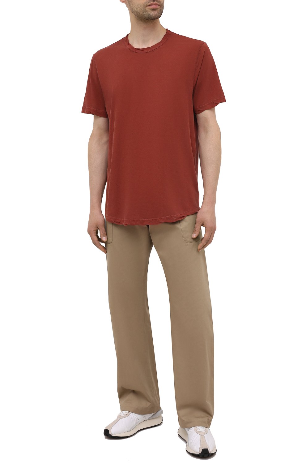 Хлопковая футболка JAMES PERSE красного цвета по цене 22400 руб., арт. MKJ3360, фото 2 Хлопковая футболка JAMES PERSE, арт. MKJ3360, фото 2
