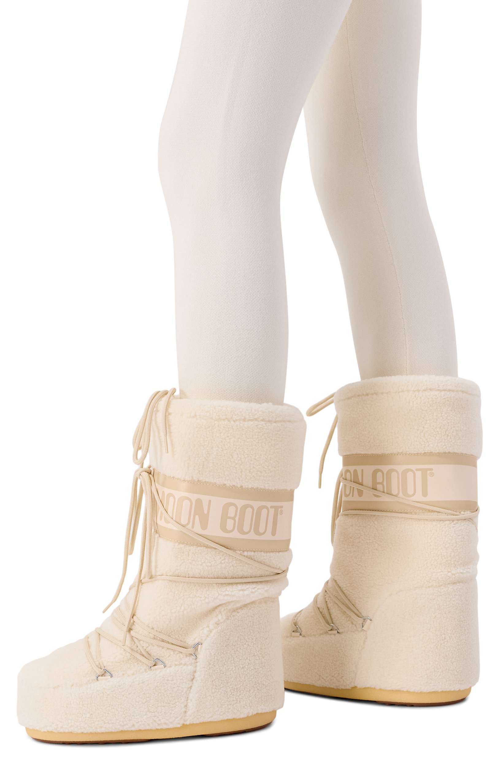 Текстильные сапоги icon MOON BOOT кремового цвета по цене 38950 руб., арт. 80D1403080, фото 2 Текстильные сапоги icon MOON BOOT, арт. 80D1403080, фото 2