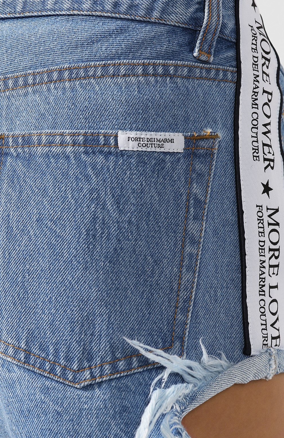 Джинсовые шорты FORTE DEI MARMI COUTURE синего цвета по цене 18550 руб., арт. FDMC SS19 6261, фото 5 Джинсовые шорты FORTE DEI MARMI COUTURE, арт. FDMC SS19 6261, фото 5