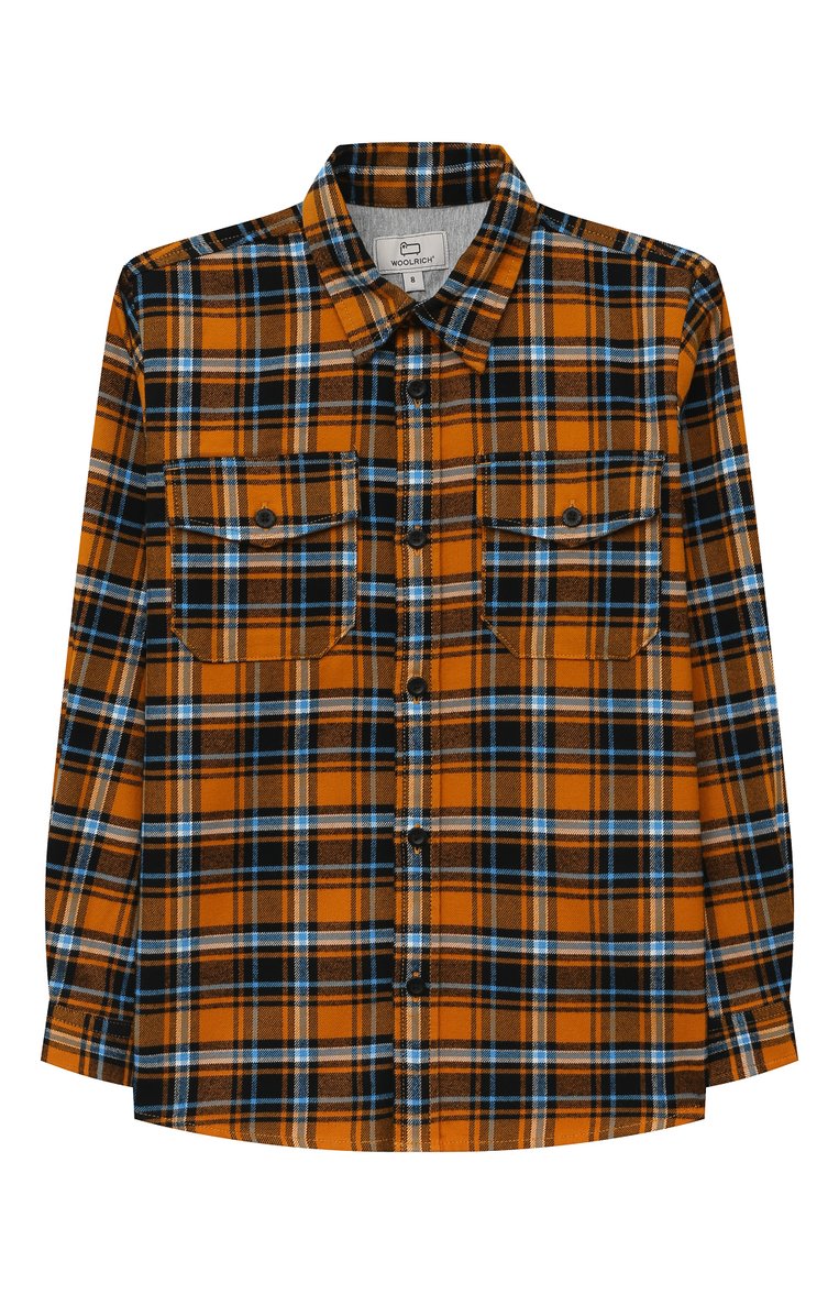 Детская хлопковая рубашка WOOLRICH оранжевого цвета, арт. CFWKSI0053MRUT3151 | Фото 1 (Рукава: Длинные; Материал внешний: Хлопок)
