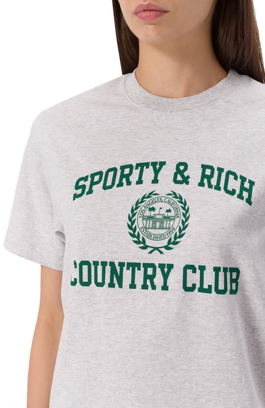 Хлопковая футболка Sporty and Rich T0043606218GY03 Серый  T0043606218GY03 Фото 5