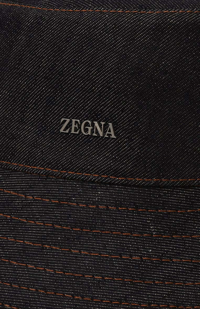 Мужская панама из хлопка и льна ZEGNA темно-синего цвета, арт. Z7I13HA7/B7K | Фото 4 (Материал: Лен, Текстиль, Хлопок; Нос: Не проставлено)