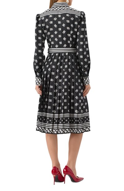 Шелковое платье DOLCE & GABBANA черно-белого цвета по цене 374000 руб., арт. F6TMNT/GDCVJ, фото 4 Шелковое платье DOLCE & GABBANA, арт. F6TMNT/GDCVJ, фото 4