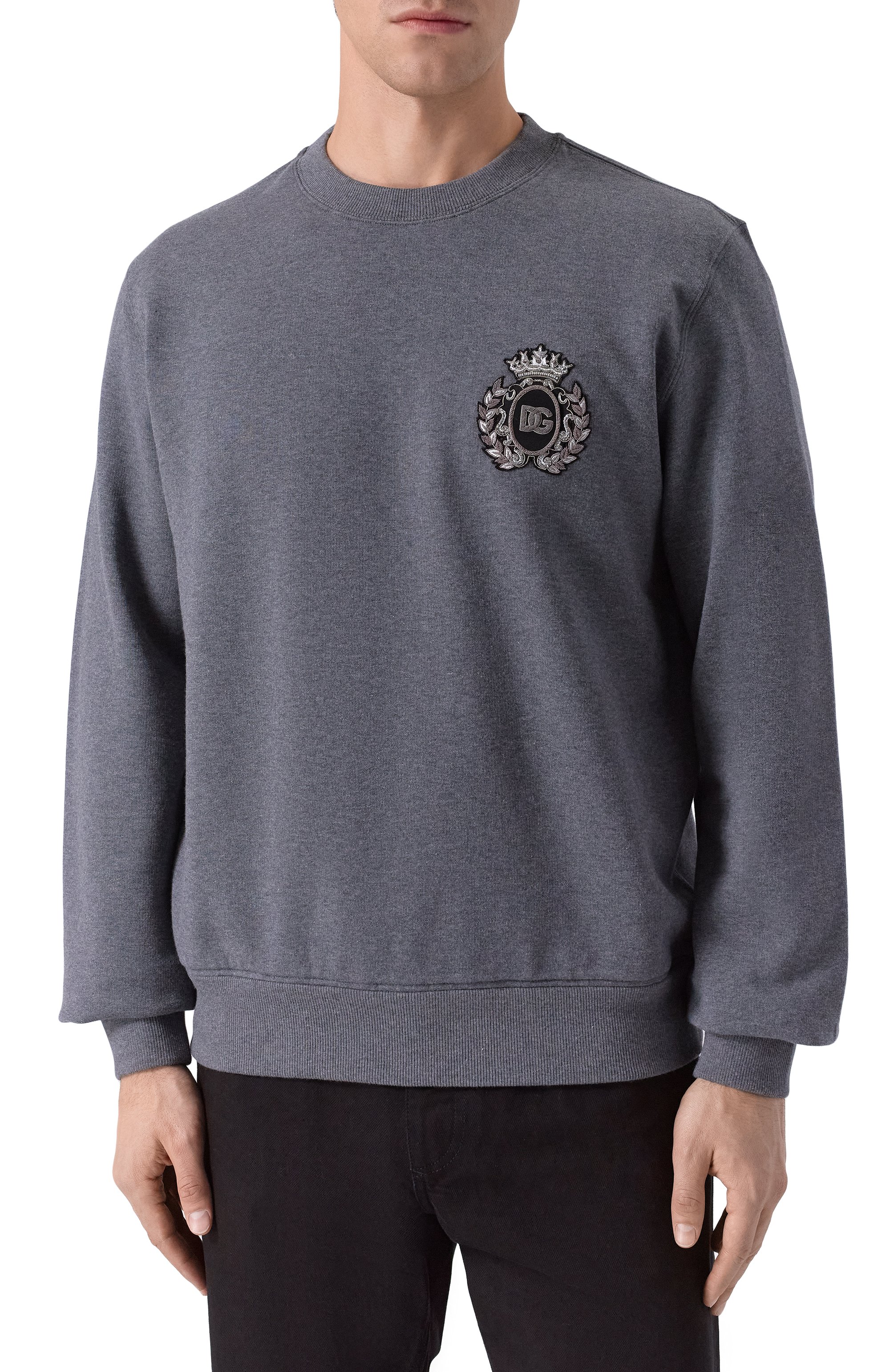 Хлопковый свитшот DOLCE & GABBANA серого цвета по цене 111500 руб., арт. G9ABJZ/G7PJ7, фото 3 Хлопковый свитшот DOLCE & GABBANA, арт. G9ABJZ/G7PJ7, фото 3