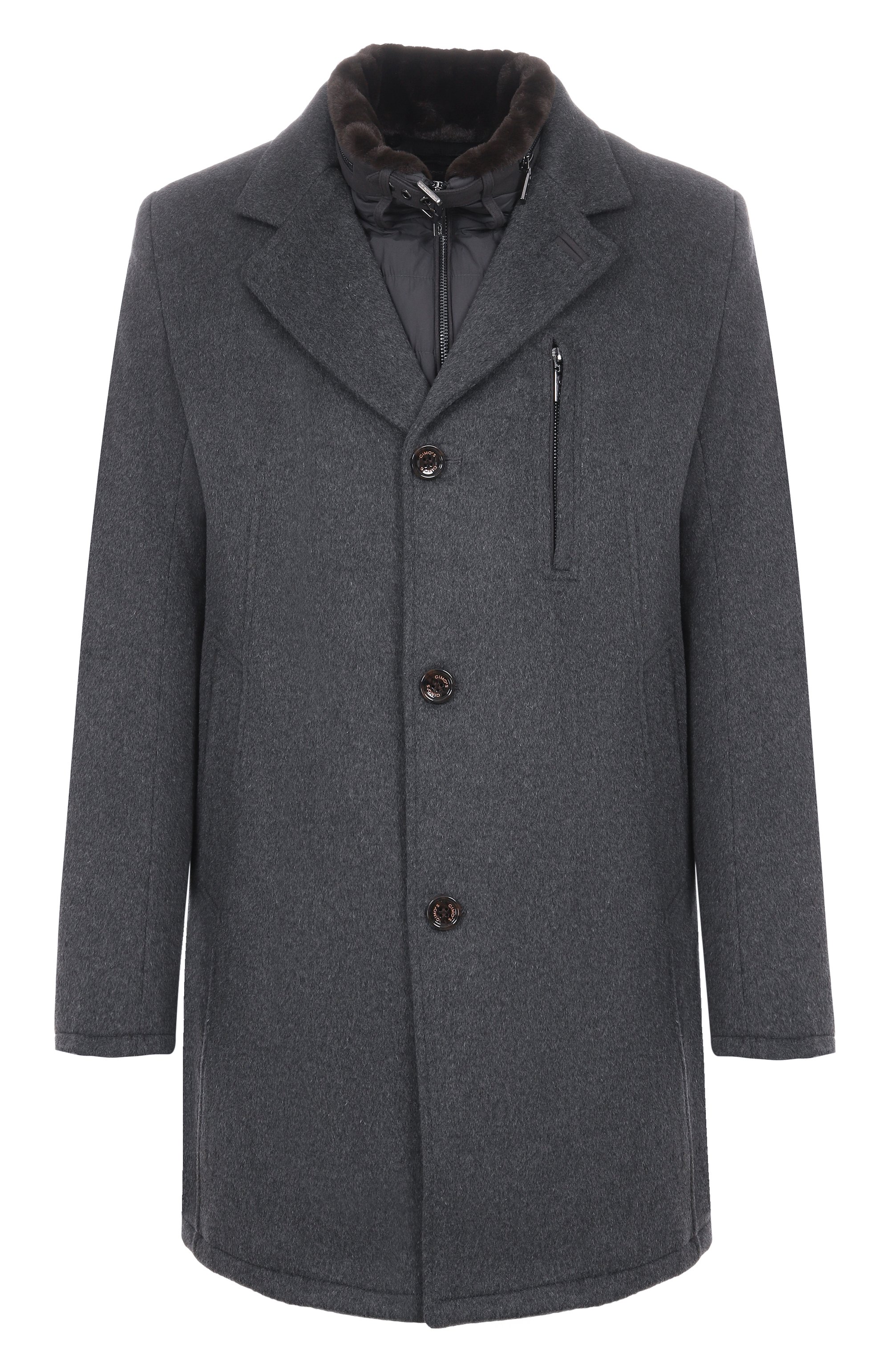 Пальто из шерсти и вискозы GIMO'S темно-серого цвета по цене 153000 руб., арт. 5W20.U.440.605, фото 1 Пальто из шерсти и вискозы GIMO'S, арт. 5W20.U.440.605, фото 1
